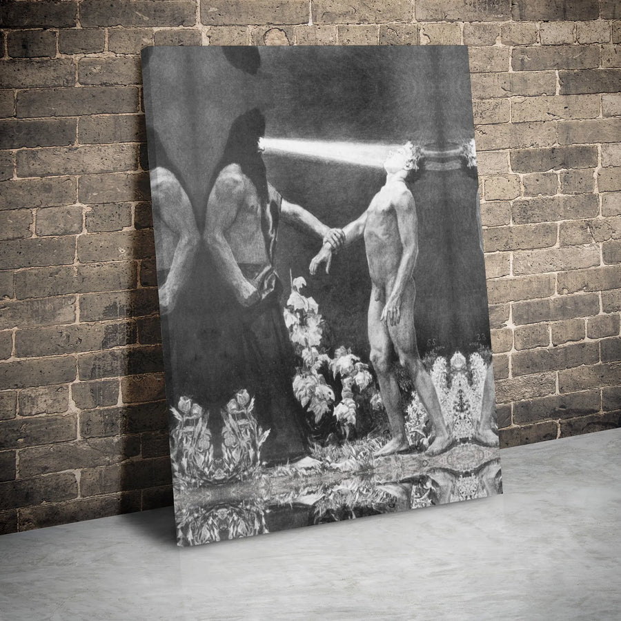 The Light by Sascha Schneider Canvas Print | Symbolist Occult Wall Art | 1.25 Inch Gallery Wrap | Gothic Home Decor for Dark Academia Aesthetic