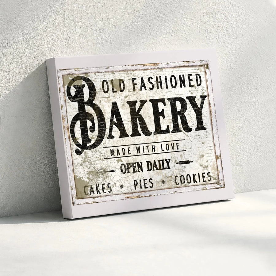 Vintage Bakery Sign Canvas Print | Distressed Farmhouse Style | Premium Gallery Wrapped Canvas | Kitchen & Dining Room Decor Gift
