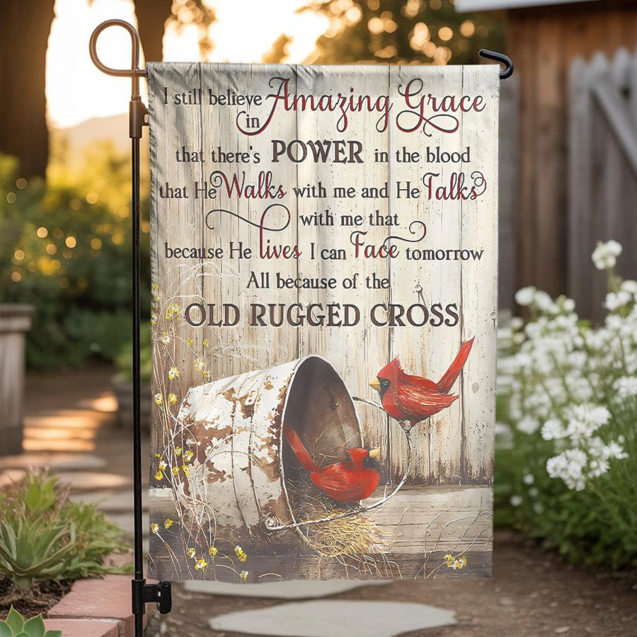 Amazing Grace Garden Flag | Old Rugged Cross Christian Art | Durable Weather-Resistant Polyester | Inspiring Religious Yard Decor Gift