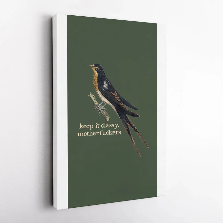 Funny Bird Canvas Print | Vintage Swallow Illustration with Sarcastic Quote | Premium Gallery Wrap Canvas | Unique Home Decor Gift