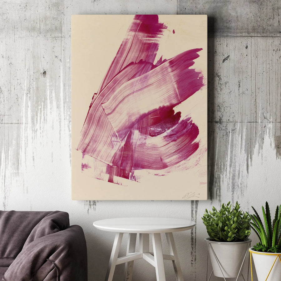 Hot Pink Abstract Canvas Wall Art | Bold Brushstroke Design | Premium Fade-Resistant Print | Modern Living Room & Office Decor Gift