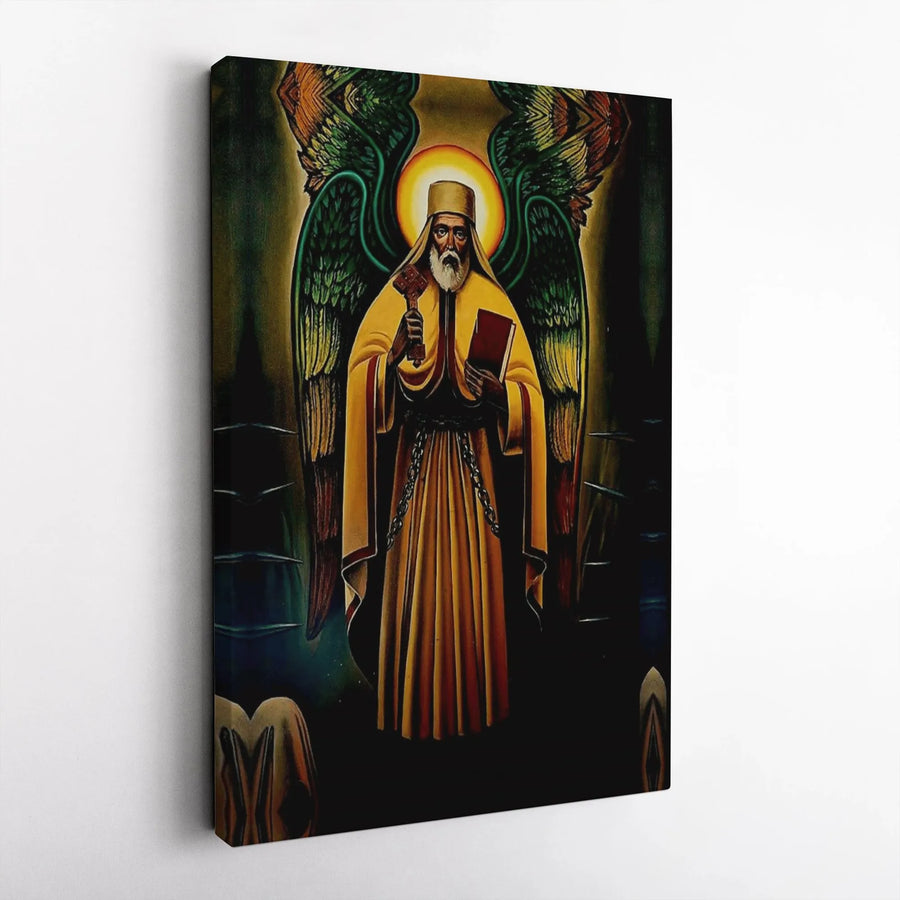Tekle Haymanot Wall Art | Ethiopian Orthodox Christian Icon Print | Premium Gallery Wrap Canvas | Religious Home Decor Gift