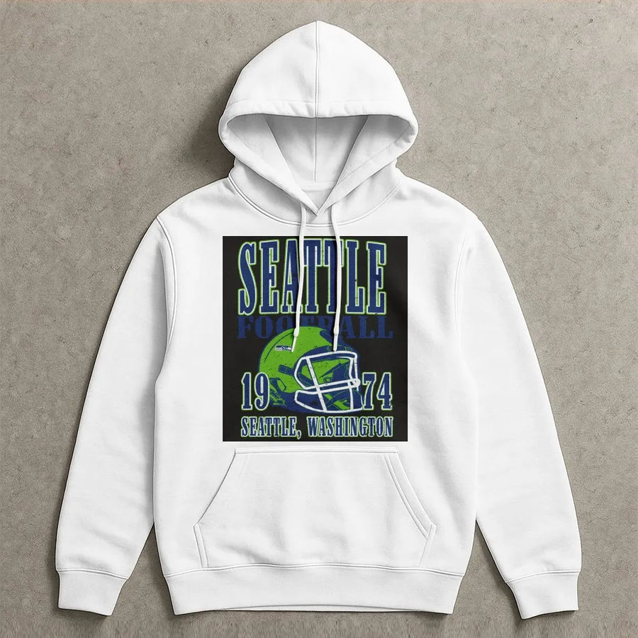 Seattle Football 1974 Seattle, Washington Vintage Seahawks Football Helmet Hoodie