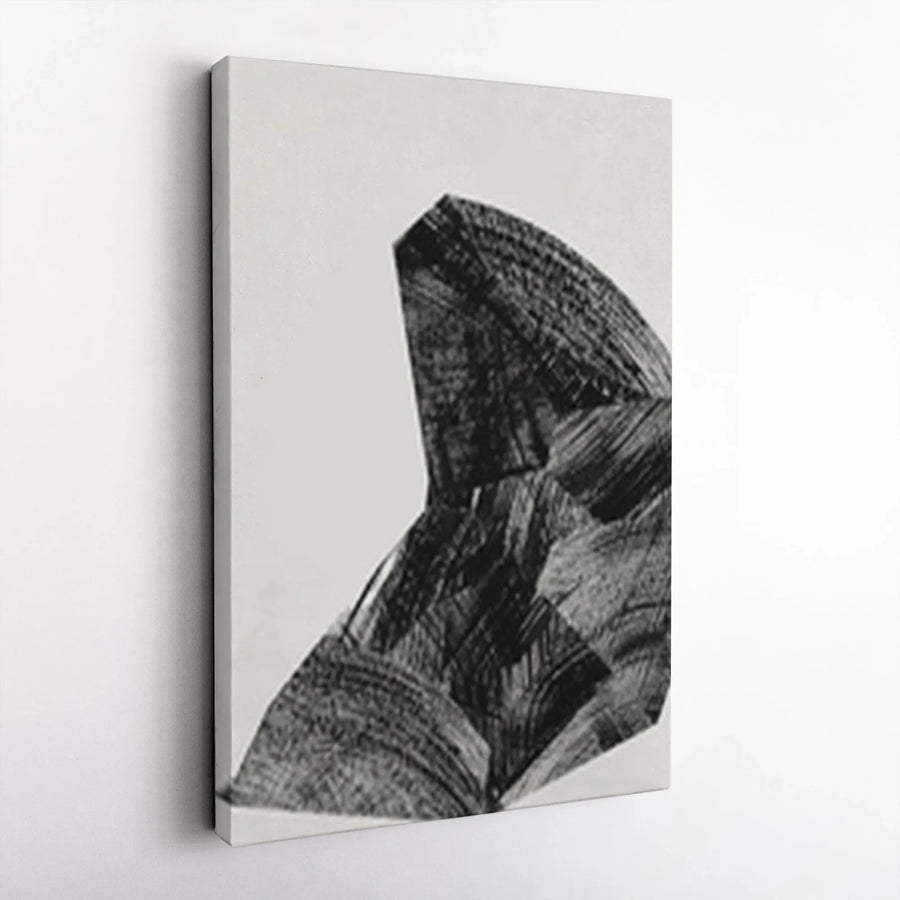 Abstract Canvas Wall Art | Minimalist Black and White Brushstroke Print | Premium Gallery Wrapped Canvas | Modern Japandi Home Decor Gift