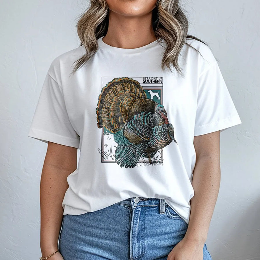 Wild Turkey Hunting T-Shirt | Retro Outdoors Graphic Print | Premium Soft Cotton Tee | Gift for Hunter Men and Women