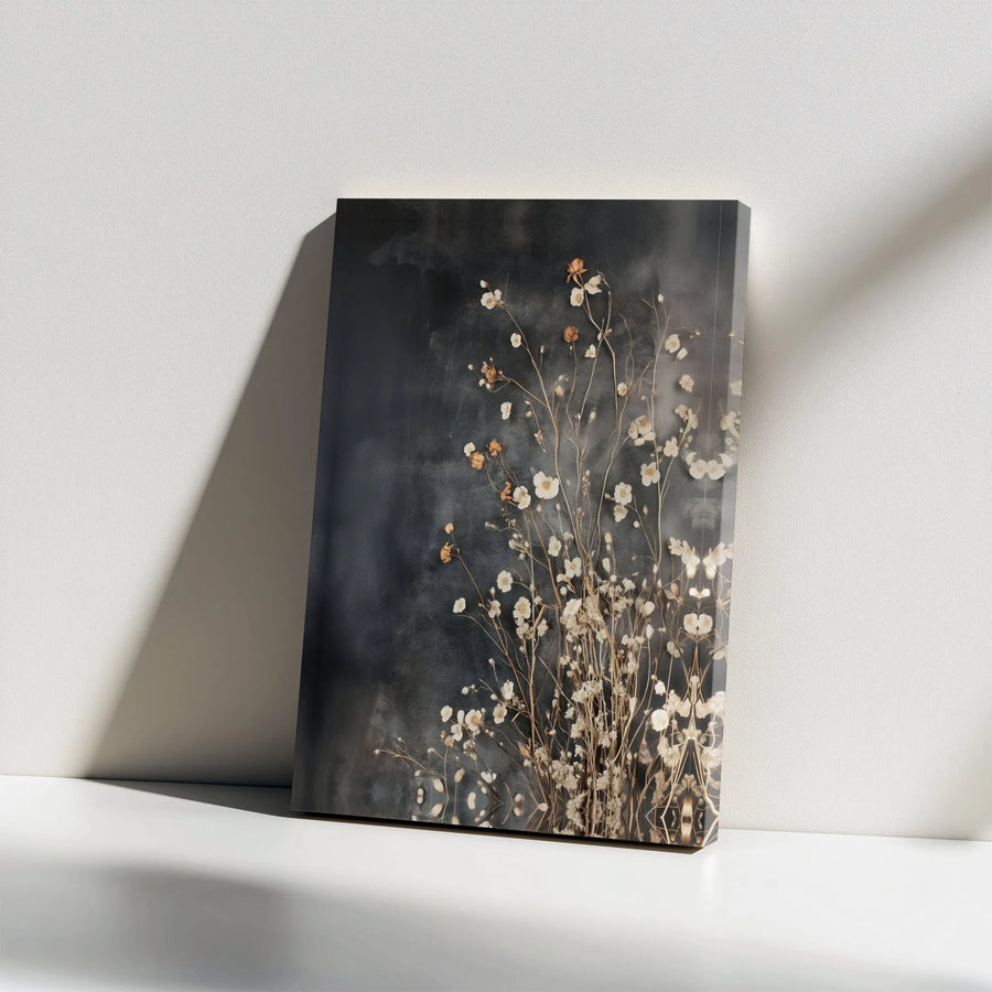Moody Botanical Canvas Art | Delicate Dried Wildflower Print | Premium Matte Canvas | Minimalist Home Decor Gift