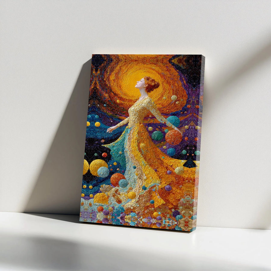 Cosmic Goddess Canvas Wall Art | Textured Impasto Style Painting | Premium Gallery Wrapped Print | Modern Living Room & Bedroom Decor Gift