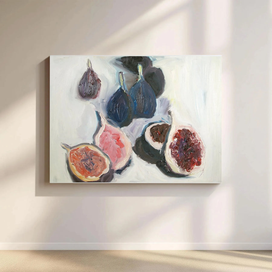 Fig Painting Canvas Wall Art | Modern Textured Still Life Fruit Print | Premium Gallery Wrap Canvas | Kitchen & Dining Room Decor Gift