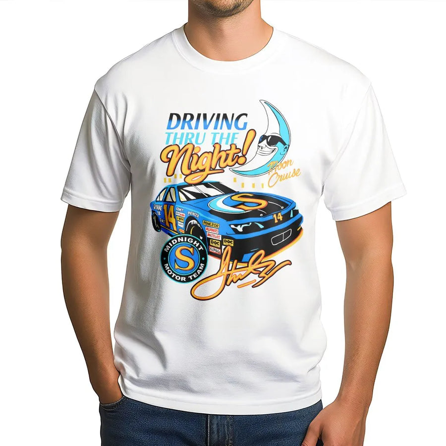 Vintage Racing Graphic T-Shirt | 90s Retro Moon Cruise Motorsport Design | Premium 100% Cotton | Gift for Car Enthusiasts & Drift Fans