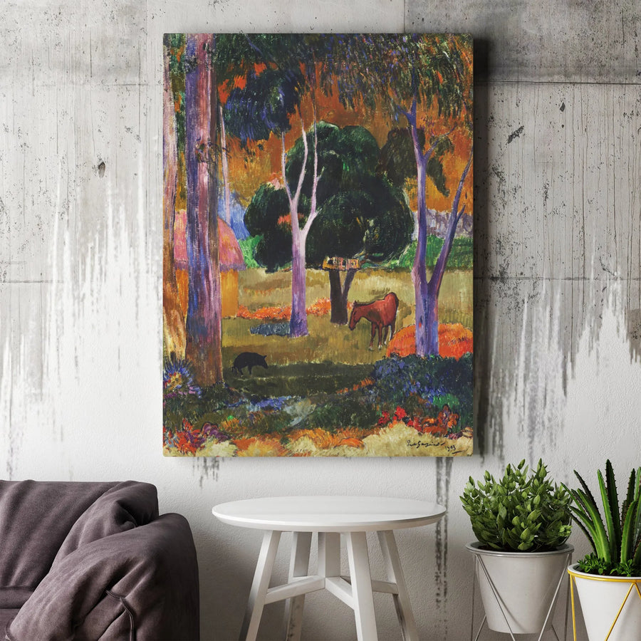Gauguin White Horse Canvas Print | Post-Impressionist Wall Art | Premium Thick Gallery Wrap Canvas | Famous Painting Reproduction Home Decor Gift