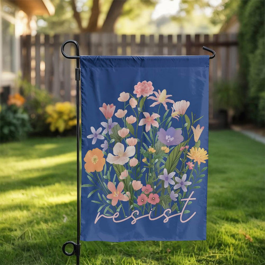Resist Garden Flag | Floral Wildflower Yard Decor | Premium Weather-Resistant Polyester | Activist Feminist Gift for Front Porch
