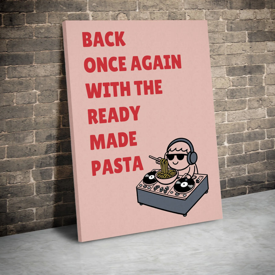 Funny DJ Pasta Canvas Print | Music Lover Kitchen Wall Art | Premium Gallery-Wrapped Decor | Unique Gift for DJs & Foodies
