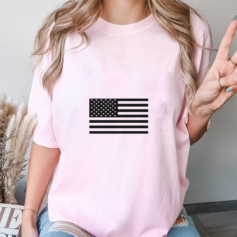 American Flag T-Shirt | Minimalist White US Flag Graphic | Premium Cotton Unisex Tee | Patriotic Apparel Gift for Men and Women