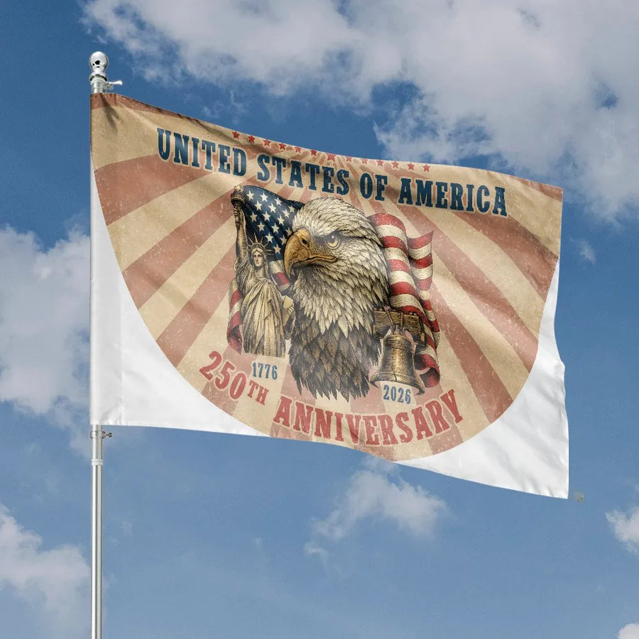 America 250th Anniversary House Flag | Vintage Patriotic Eagle 1776-2026 Design | Double-Sided Polyester | Collector's Patriotic Porch Decor Gift
