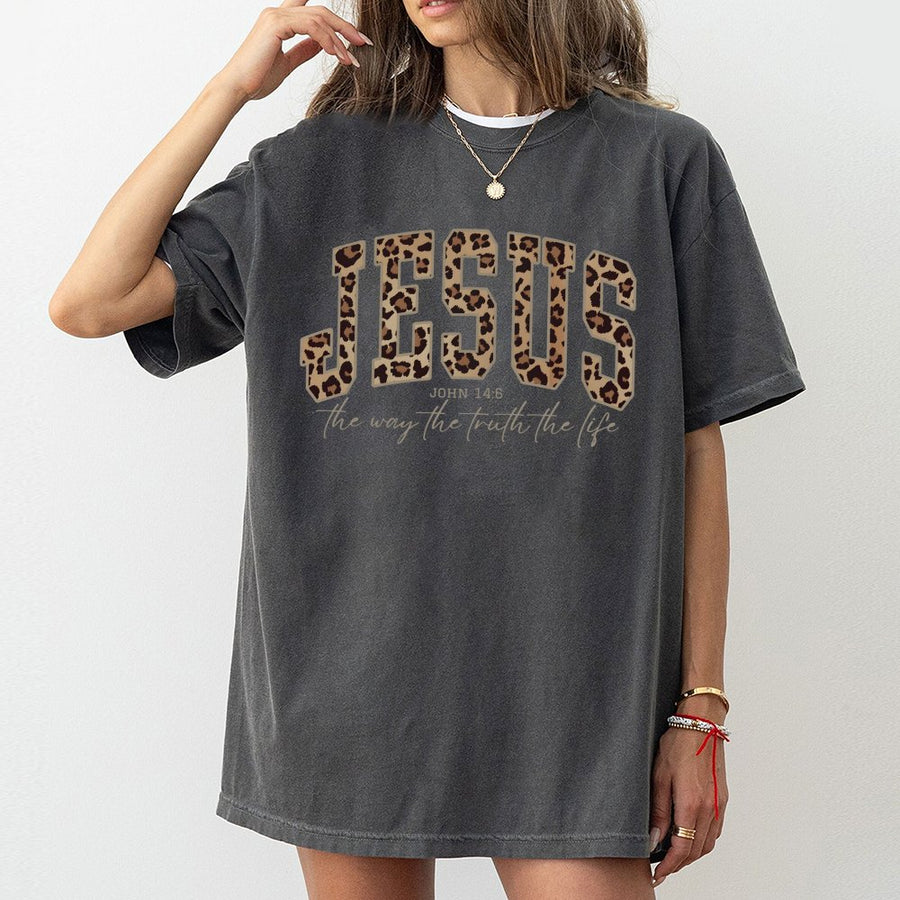 Jesus Bible Verse T-Shirt | Trendy Leopard Print Faith Design | Premium 100% Cotton | Christian Gift For Women And Men