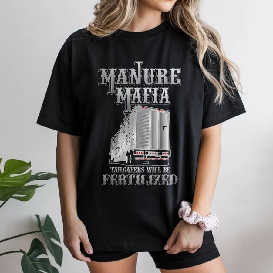 Manure Mafia T-Shirt | Livestock Trucker Trailer Graphic | Premium Cotton Unisex Tee | Funny Truck Driver Gift for Cattle Haulers