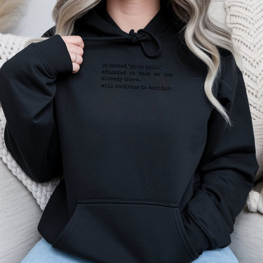 Funny Nurse Hoodie | Sarcastic Medical Chart Note Design | Premium Cotton-Blend Pullover | Perfect Healthcare Worker Gift