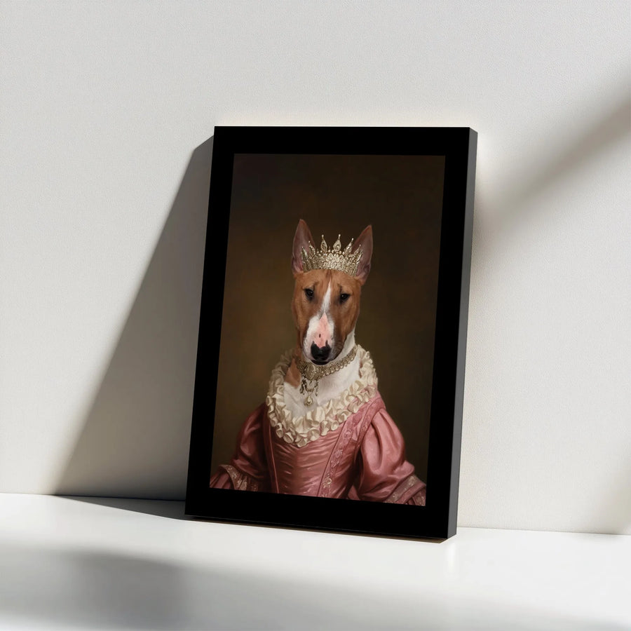 Bull Terrier Queen Canvas Art | Funny Renaissance Pet Portrait | Premium Gallery Wrapped Canvas | Gift for Bull Terrier Owner