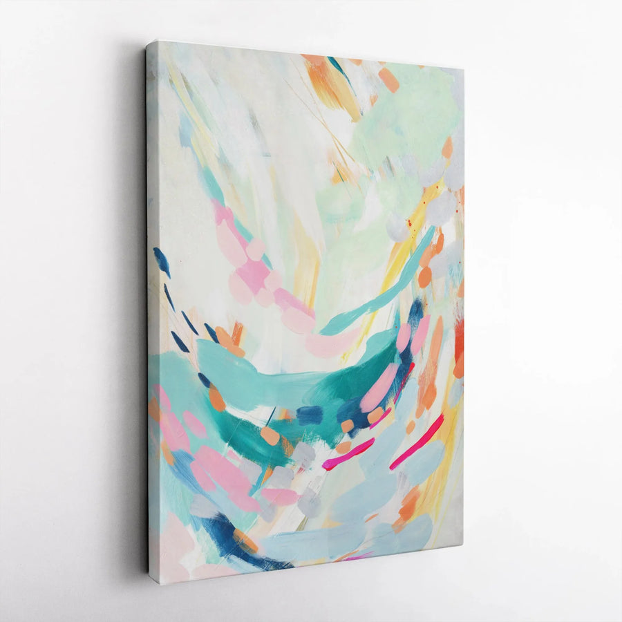 Abstract Vertical Canvas | Colorful Brushstroke Painting Print | Premium Thick Gallery Wrap | Modern Living Room Wall Decor Gift