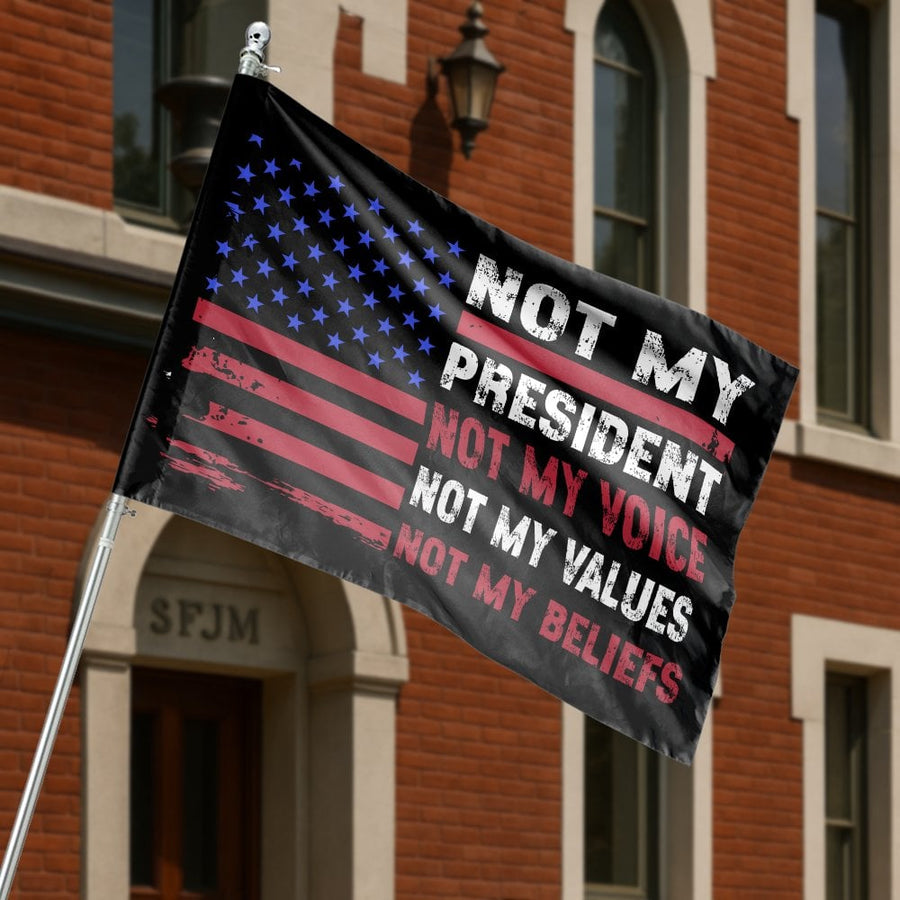 Not My President House Flag | Dissent Patriotic Garden Decor | Premium UV-Resistant Polyester | Protest Statement Gift for Home
