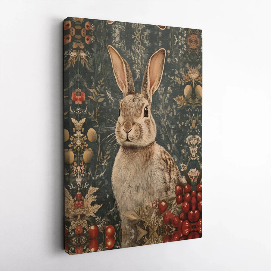 Vintage Rabbit Wall Art | Forest Cottagecore Bunny Print | Premium Gallery Canvas | Botanical Home Decor Gift