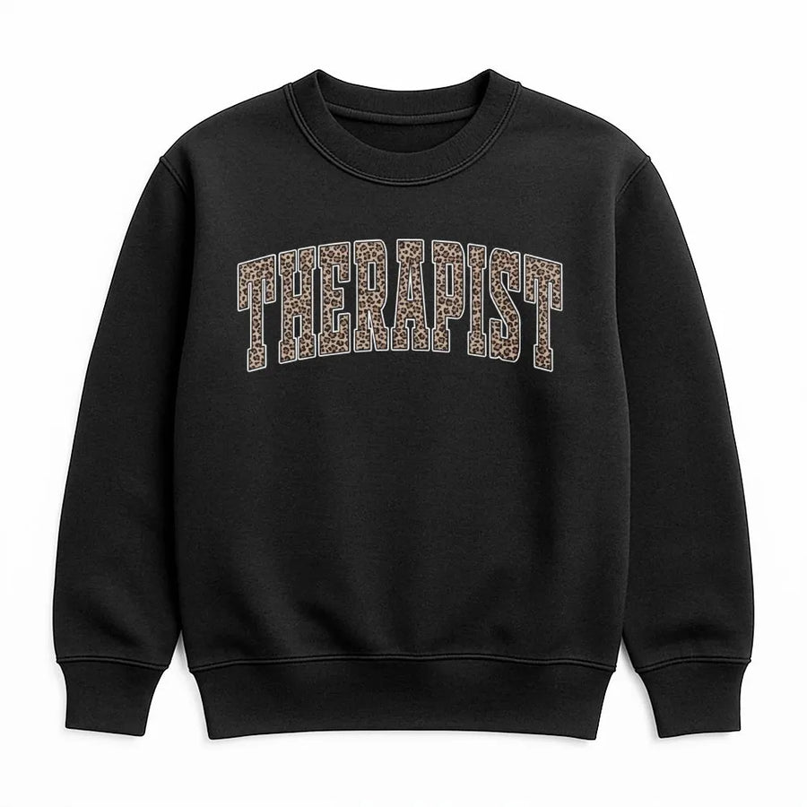 Leopard Print Therapist Sweatshirt | Mental Health Awareness Design | Premium Cotton Blend | Gift For Therapist Or Counselor