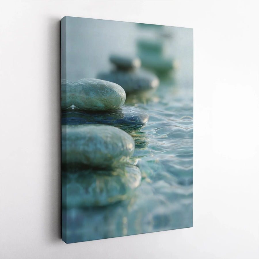 Zen Stones Canvas Wall Art | Calming River Rocks Photography | Premium Gallery Wrapped Canvas | Spa & Yoga Studio Decor Gift