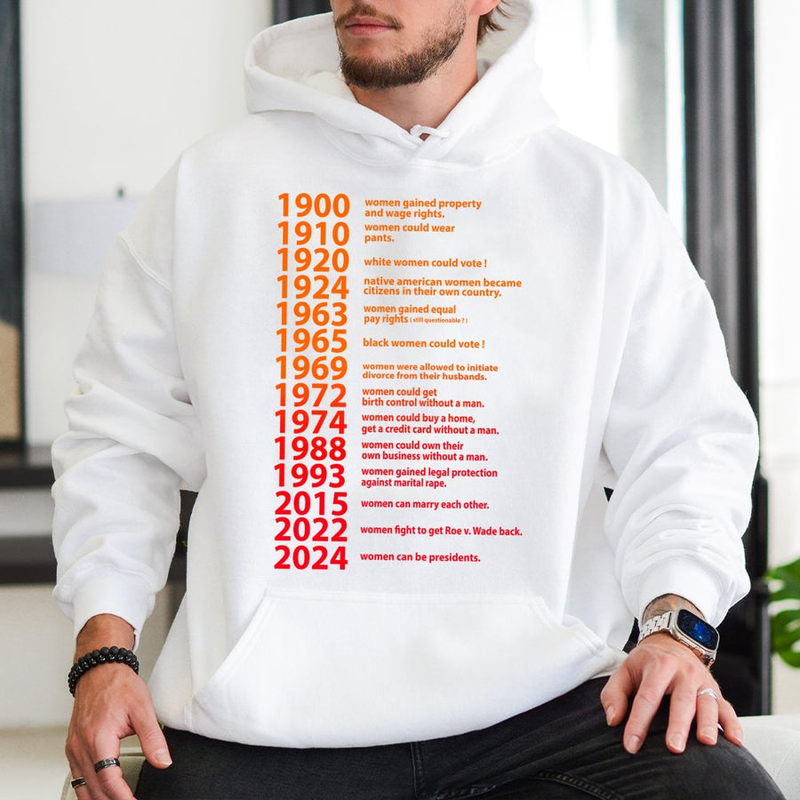 Feminist Rights Timeline Hoodie | Women's History Educational Graphic | Premium Cotton Blend | Empowering Equality Gift for Activists