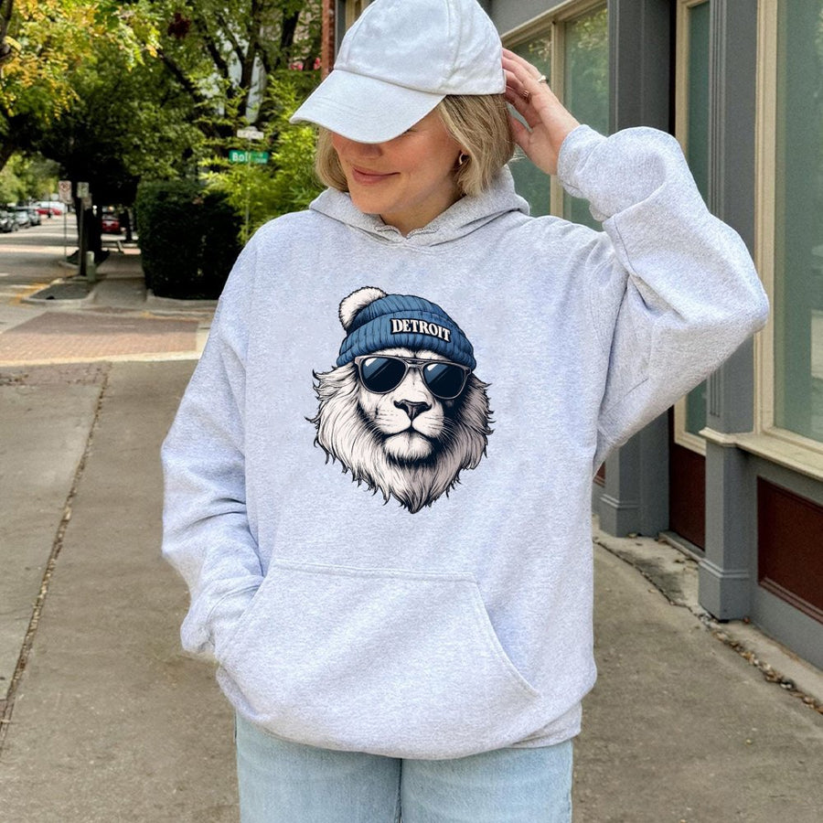 Detroit Lion Hoodie,Cool Streetwear Graphic Hoodie, Urban City Style,Hip Hop Casual Hoodie For Men And Women