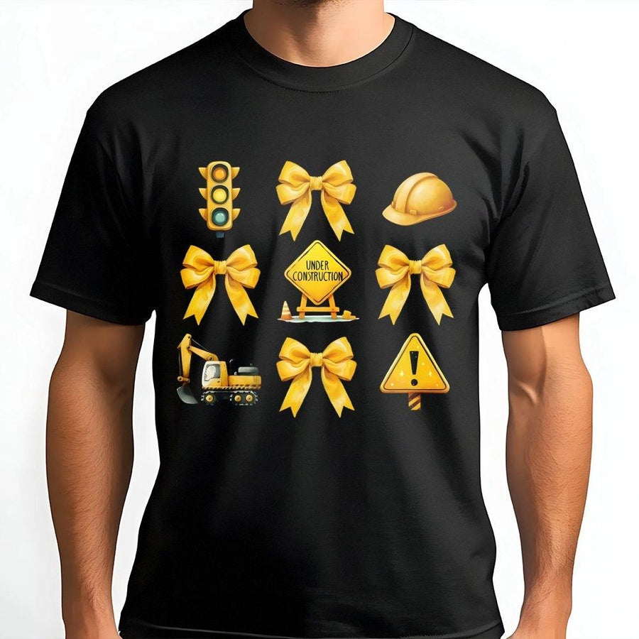 Coquette Construction T-Shirt | Bow Aesthetic Builder Design | Soft Premium Cotton Tee | Unique Gift For Women Engineer & Construction Worker
