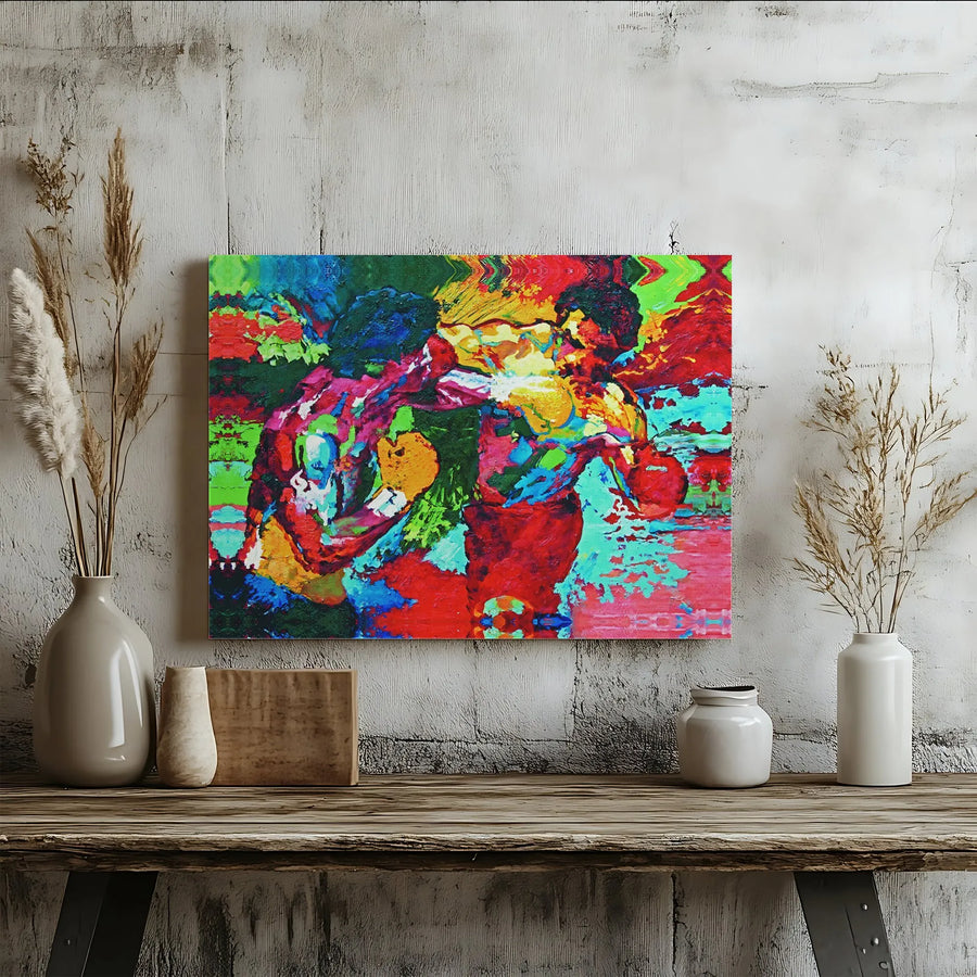 Abstract Boxing Canvas Wall Art | Colorful Heavy Texture Sports Oil Painting | Premium Gallery Wrapped Decor | Gift for Boxing Fans