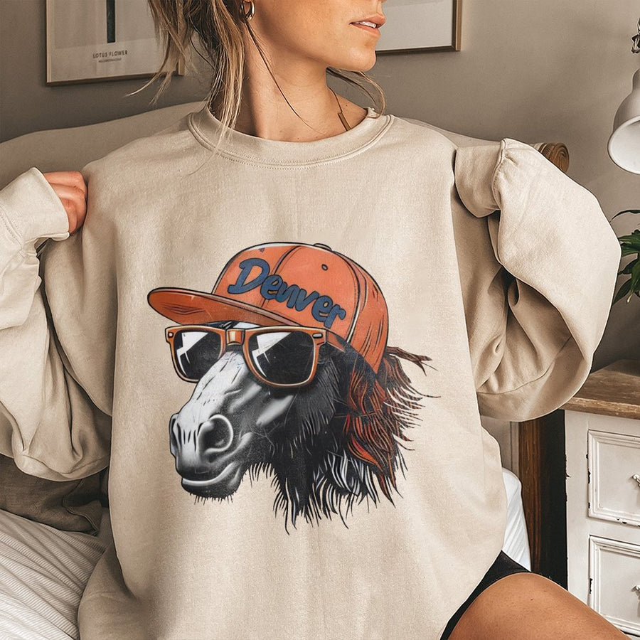 Denver Broncos Horse With Sunglasses And Cap Sweatshirt