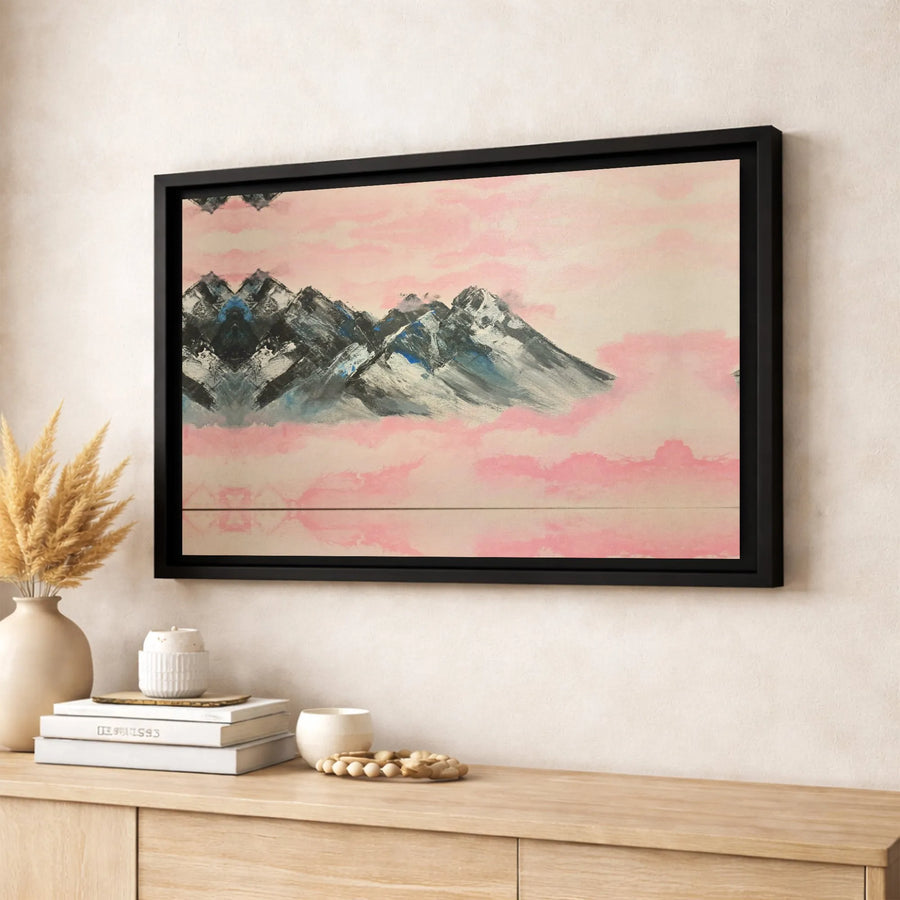 Abstract Mountain Canvas Wall Art | Soft Pink Clouds Landscape Print | Premium Gallery-Wrapped 1.25" Profile | Modern Home Decor Gift