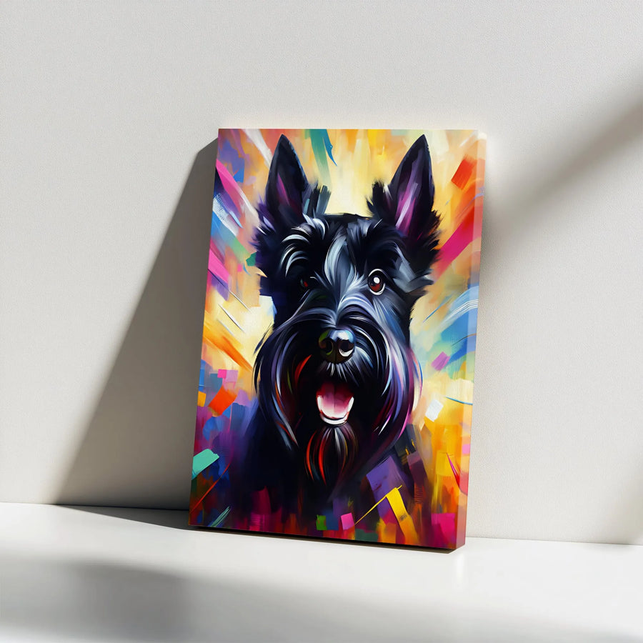 Scottish Terrier Canvas Wall Art | Colorful Abstract Dog Portrait | Premium 1.25" Gallery Wrap | Unique Gift for Dog Lovers & Pet Owners