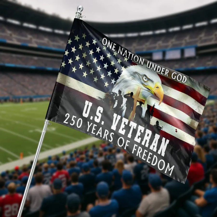 Patriotic US Veteran House Flag | 250 Years of Freedom Eagle Design | Weather Resistant Double Sided | Memorial Day Gift for Military Families & Vets