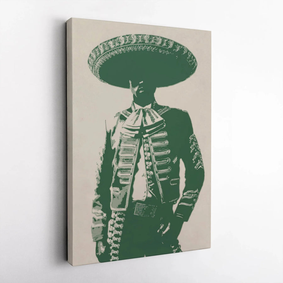 Mexican Mariachi Wall Art | Charro Suit Sombrero Pop Art Print | 1.25 Inch Premium Gallery Wrapped Canvas | Cultural Home Decor Gift