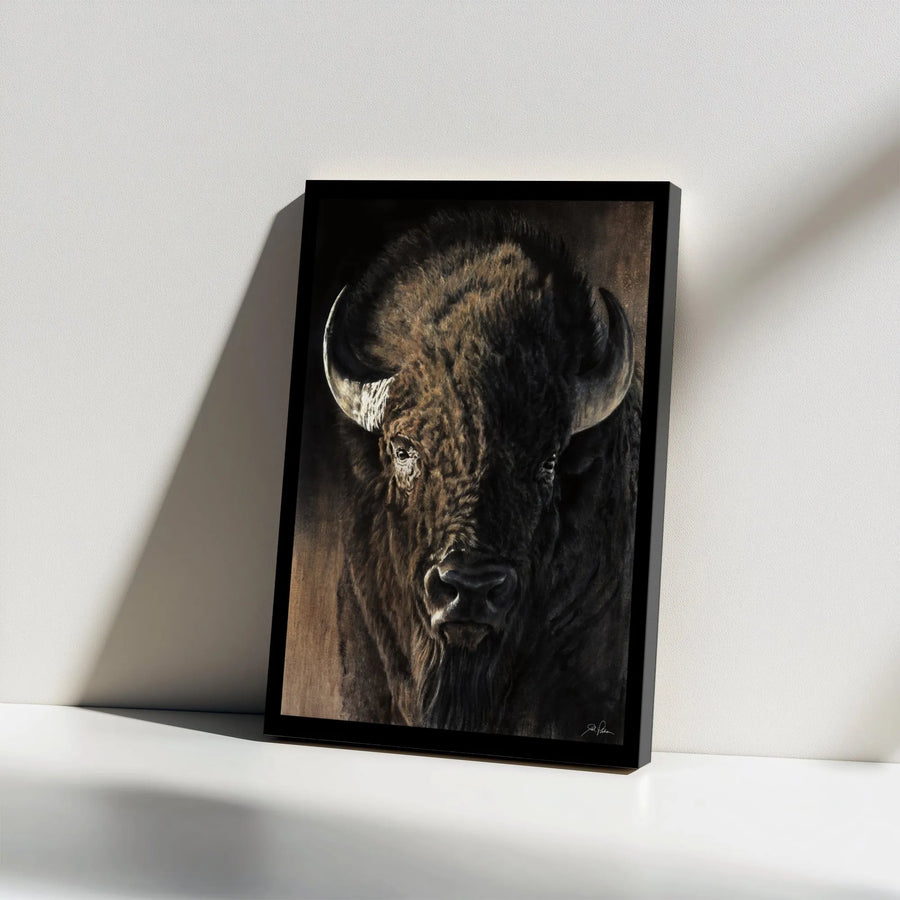 American Bison Portrait Canvas Wall Art | Rustic Wildlife Animal Painting | Premium Gallery Wrap Decor | Nature Lover Living Room Gift