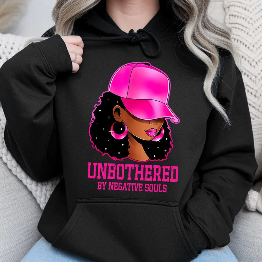 Afro Queen Unbothered Hoodie | 'By Negative Souls' Graphic | Premium 100% Cotton Tee | Gift for Sassy Black Women