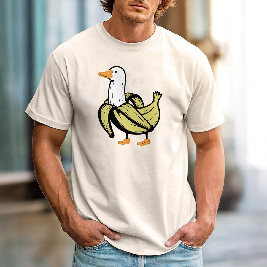 Banana Duck T-Shirt | Cute Quirky Animal Graphic Tee | 100% Soft Cotton Premium Quality | Funny Gift for Duck Lovers and Fruit Enthusiasts