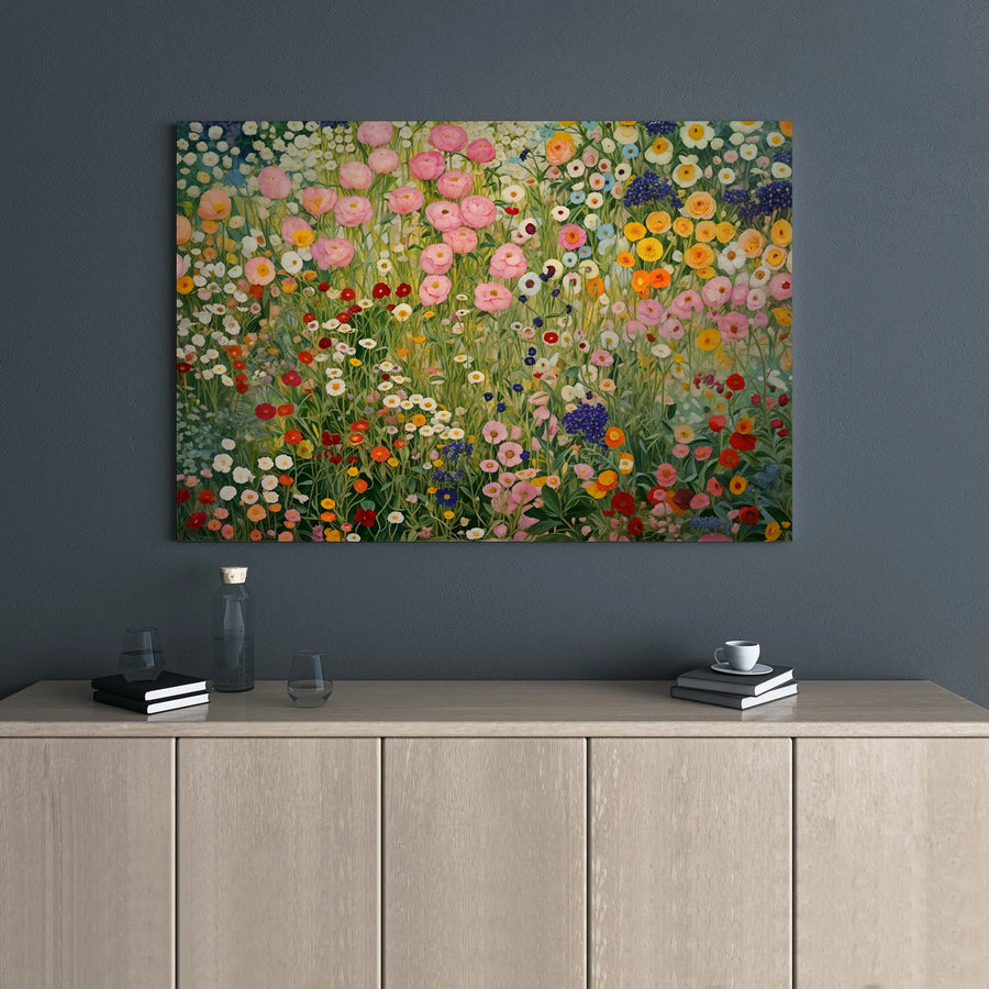 Wildflower Meadow Canvas Wall Art | Impressionist Floral Garden Print | Gallery Wrap 1.25” Thick | Botanical Home Decor for Living Room