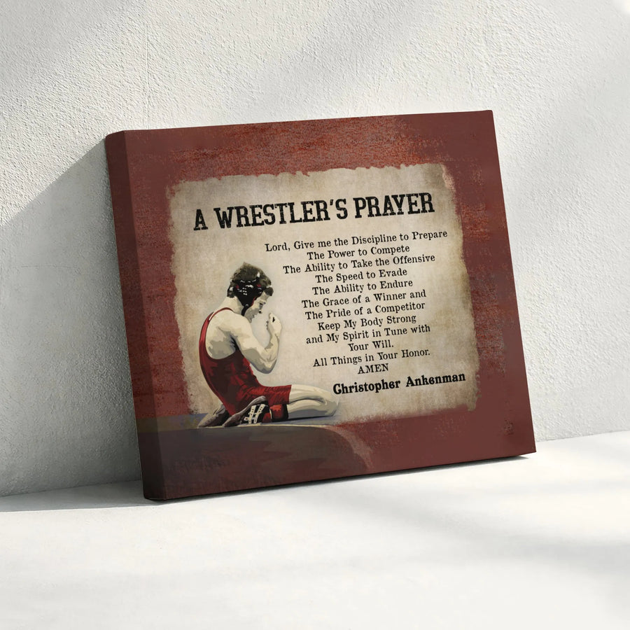 A Wrestler's Prayer Canvas Wall Art | Inspirational Wrestling Quote Print | Premium Gallery Wrap Decor | Perfect Wrestling Coach or Athlete Gift