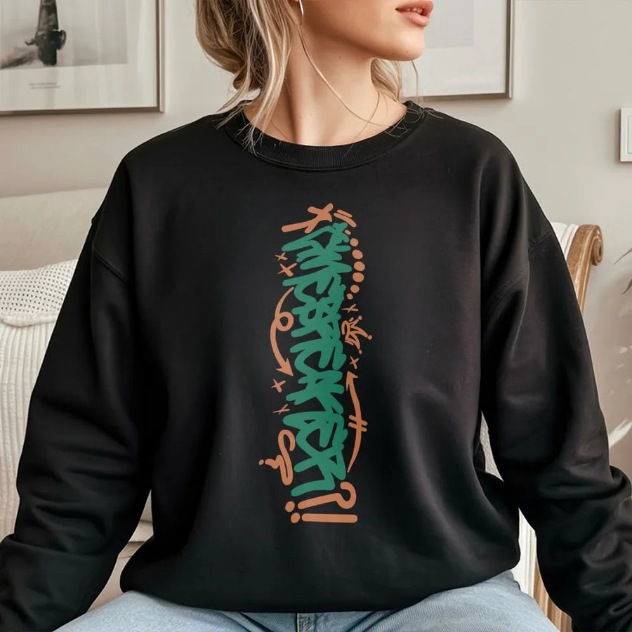 Streetwear Graffiti Sweatshirt | Urban Aesthetic Typography Art | Premium Cotton Blend | Gift For Gamers And Anime Fans