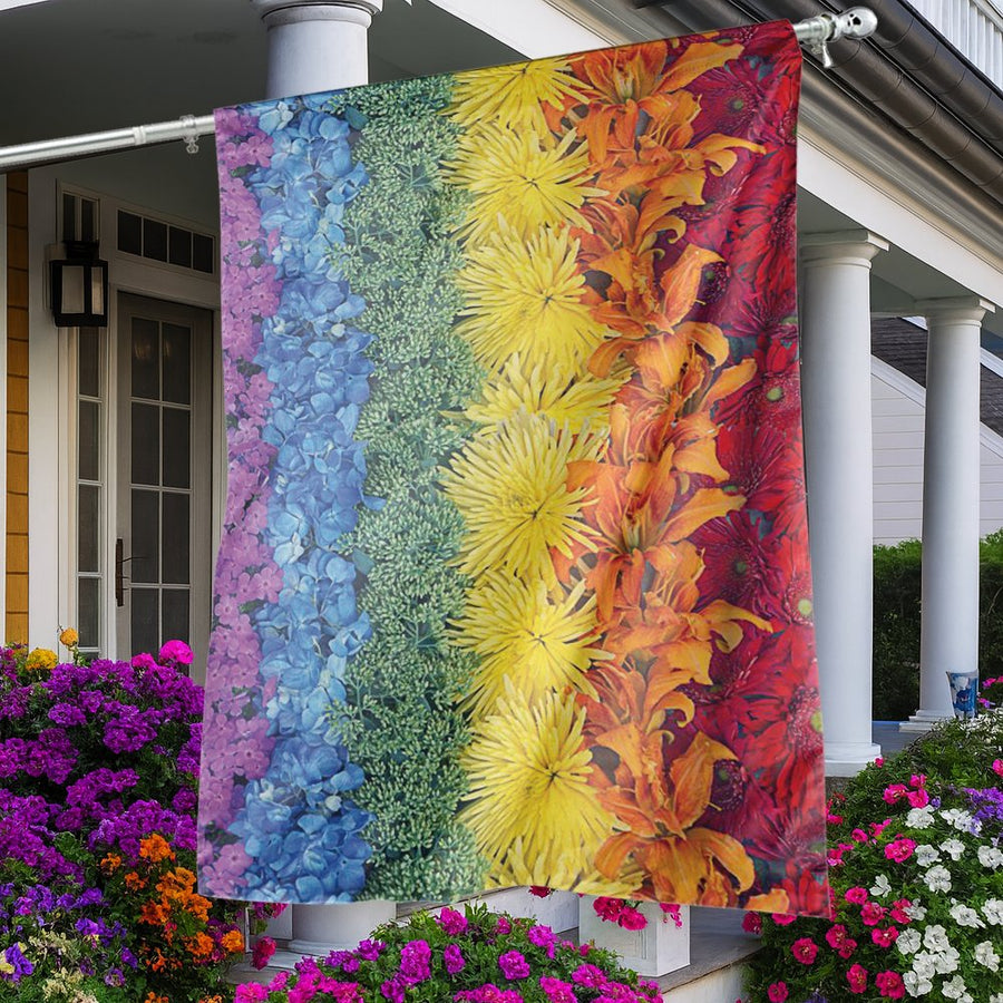 Floral Rainbow Pride Garden Flag | Vertical Botanical LGBT Garden Decor | Weather-Resistant Polyester | Vibrant Outdoor Welcome Gift