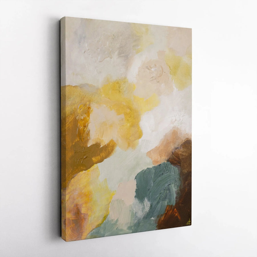 Abstract Earth Tone Vertical Canvas | Textured Brushstroke Wall Art | Premium Gallery Wrapped Canvas | Modern Minimalist Home Decor Gift