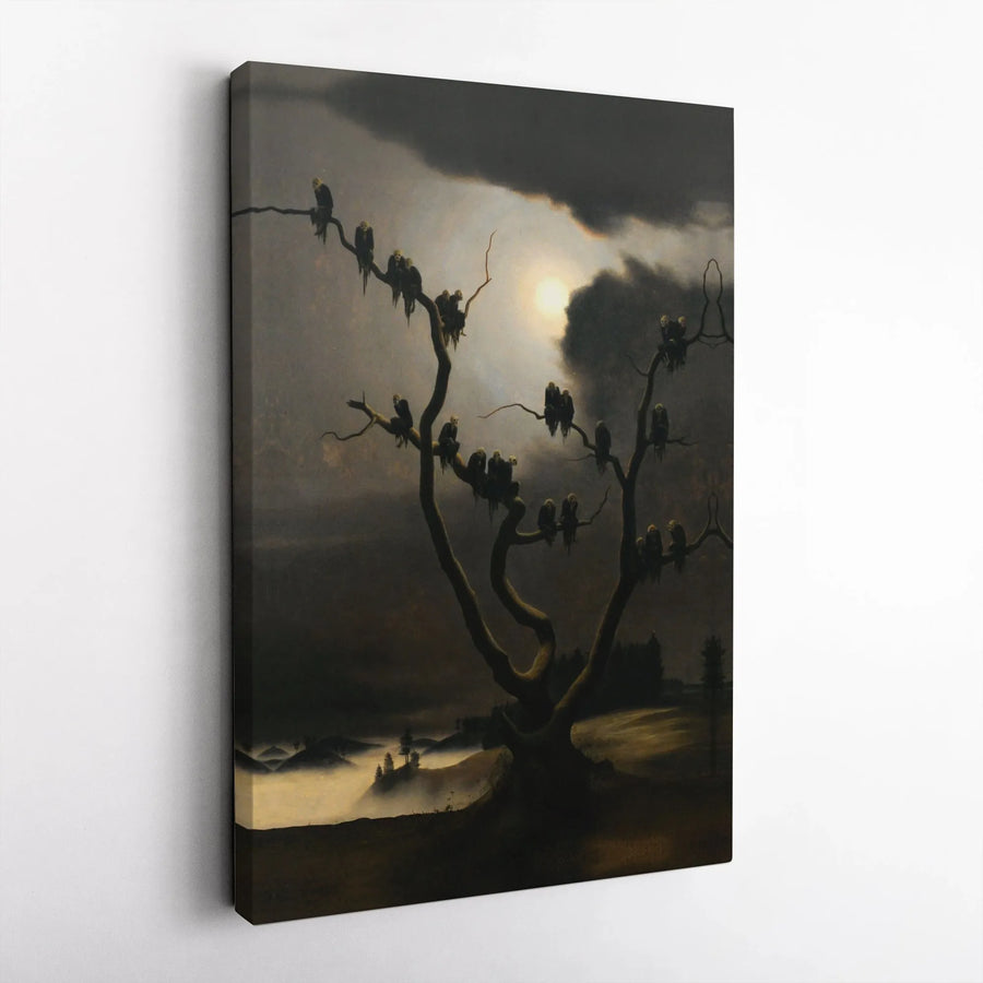 Caspar David Friedrich Wall Art | The Crows Gothic Oil Painting | Premium Gallery-Wrapped Canvas Print | Dark Academia Home Decor Gift