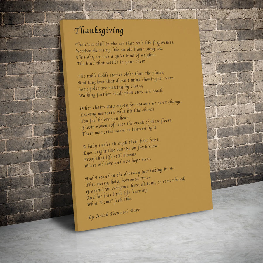 Thanksgiving Poem Wall Art | Autumn Home Decor | Premium Stretched Gallery Wrap Canvas | Meaningful Holiday Gift For Family