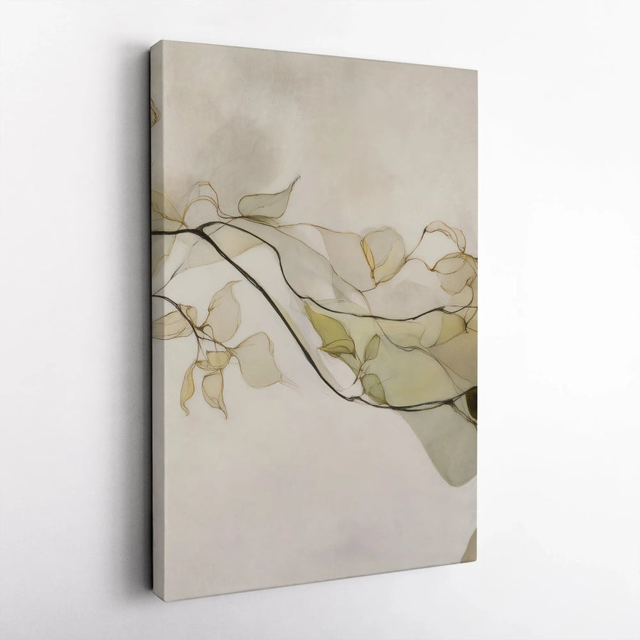 Abstract Botanical Vertical Canvas | Minimalist Line Art Leaves Print | Premium 1.25" Thick Gallery Wrapped Wall Art | Modern Home & Office Decor Gift