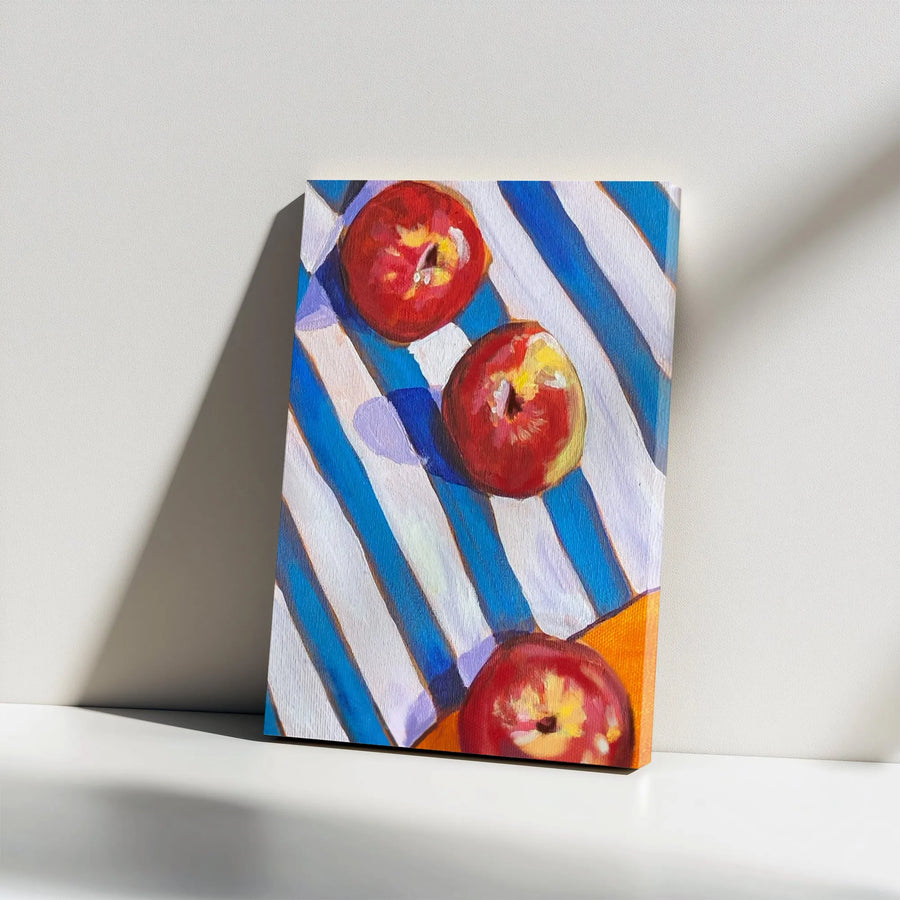 Apple Painting Canvas Wall Art | Modern Still Life Fruit Painting | Thick Gallery Wrap Canvas | Kitchen & Dining Room Decor Gift