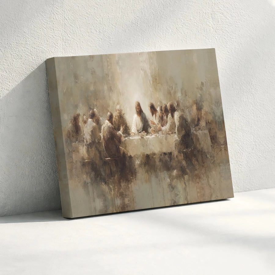 The Last Supper Canvas Wall Art | Modern Abstract Jesus Painting | Premium Gallery Canvas | Collector's Christian Home Decor Gift