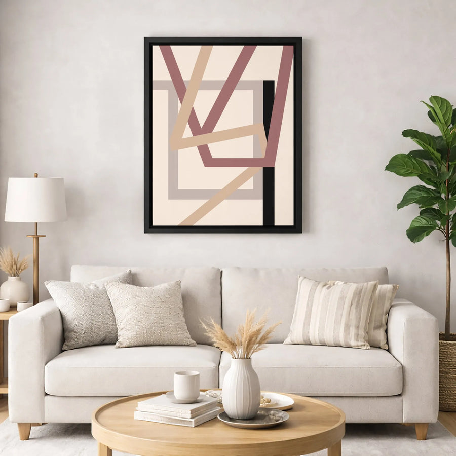 Abstract Geometric Wall Art | Modern Minimalist Line Drawing | Premium Gallery Wrapped Canvas | Elegant Home Decor for Living Room Office